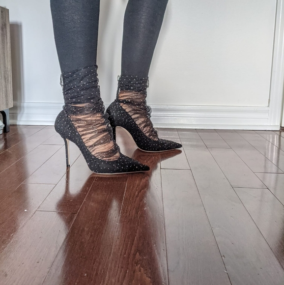 Jimmy Choo Lace and Suede Lavish Pointed Toe Pumps - Picture 7 of 10